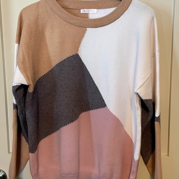 KIRUNDO Zebra Striped Print Color Block Knit Pullover Sweater, NWOT, Sz Large - Picture 4 of 10